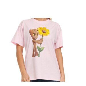 Marvel Baby Groot Embroidered Graphic Tee Shirt Pink Size XL NWT Super Hero Cute